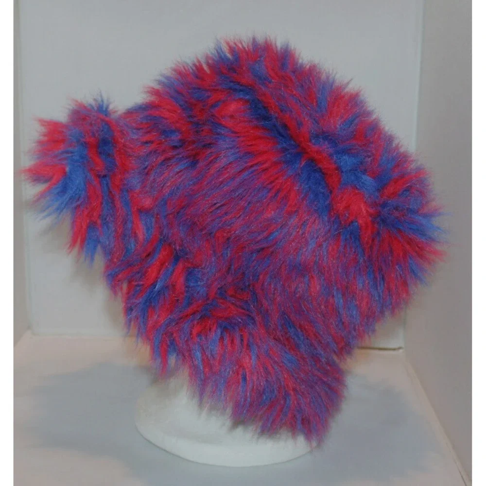colorful Knott's Berry Farm Fuzzy Floppy bucket hat Red & Blue HTF Rare